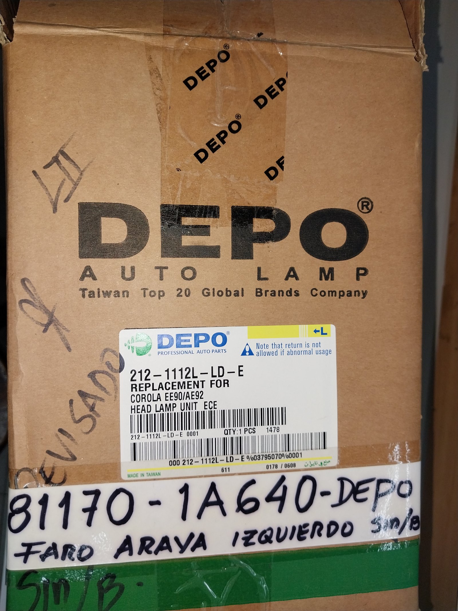 Imagen de producto Faro izquierdo toyota corolla araya marca depo