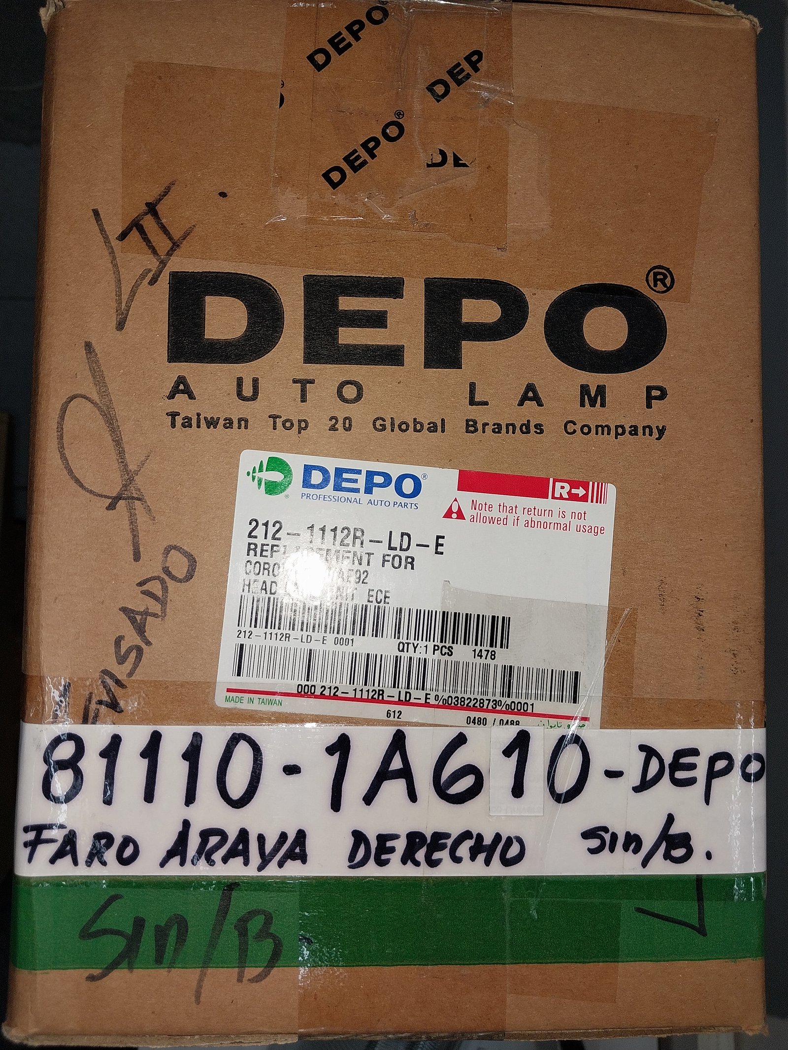 Imagen de producto Faro derecho toyota corolla araya marca depo